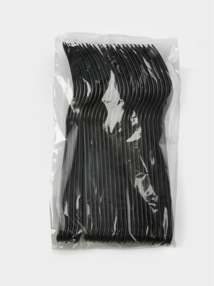 Вилка пластиковая одноразовая чёрная «Премиум», 18 см