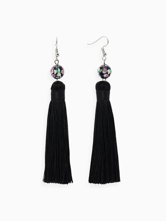 Серьги ассорти «Кисти», муранское стекло, чёрные, L кисти 8.5 см