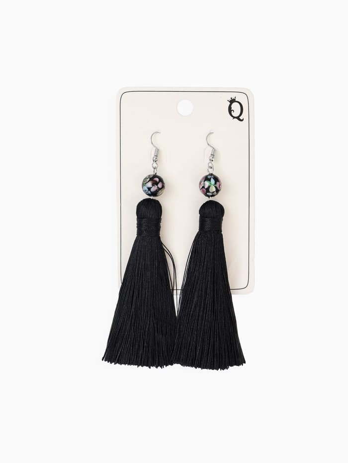 Серьги ассорти «Кисти», муранское стекло, чёрные, L кисти 8.5 см