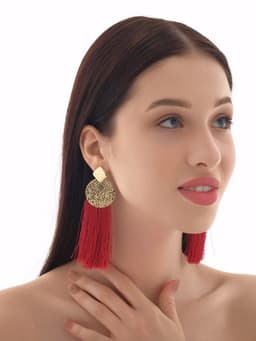 Серьги ассорти «Кисти» хинди, цвет бордовый в золоте, L кисти 6.5 см