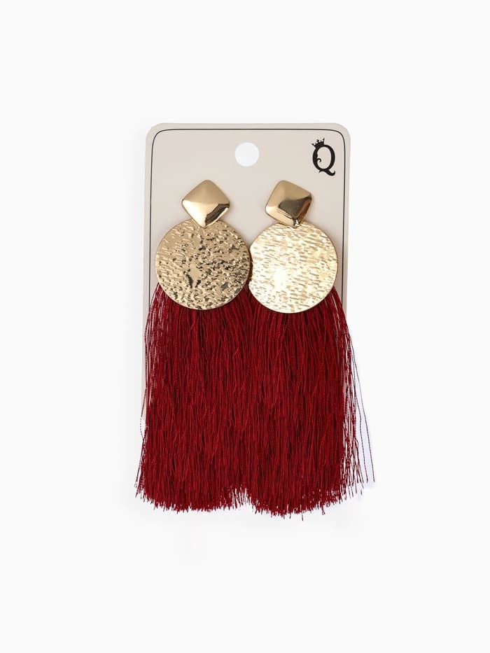 Серьги ассорти «Кисти» хинди, цвет бордовый в золоте, L кисти 6.5 см