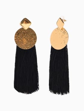 Серьги ассорти «Кисти», хинди, чёрные в золоте, L кисти 6.5 см