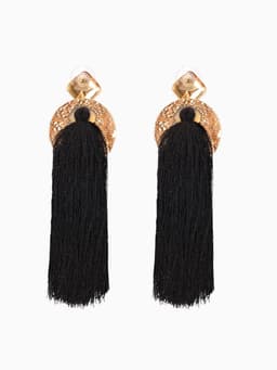 Серьги ассорти «Кисти», хинди, чёрные в золоте, L кисти 6.5 см