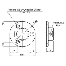 Фланец «Джокер» для труб d=25 мм, усиленный R=11 М, хромированный