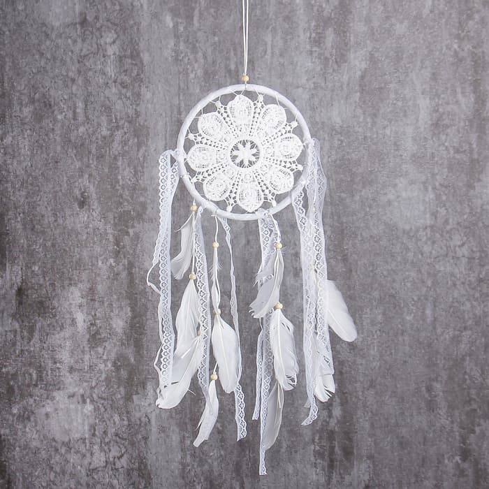 Ловец снов амулет с кружевом «Свобода», d=16 см, длина 43 см