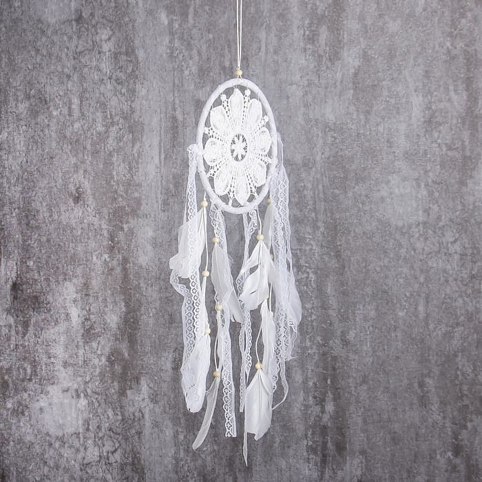 Ловец снов амулет с кружевом «Свобода», d=16 см, длина 43 см