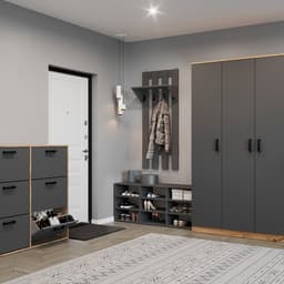 Обувница в прихожую «Статная - 2», 1262×352×532 мм, цвет тёмно - серый