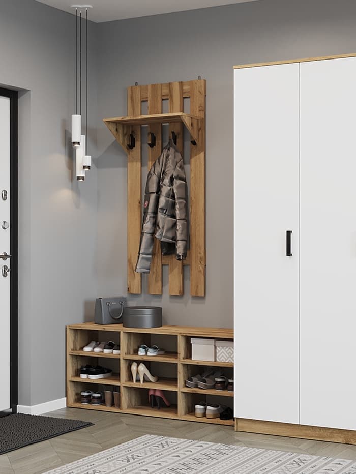 Обувница открытая «Клик Мебель. Статная-2», 9 полок, 1262×352×532 мм, цвет дуб вотан