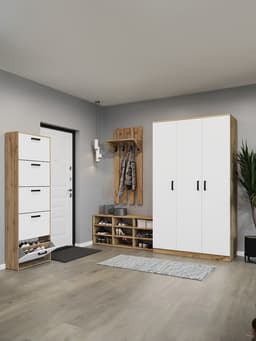 Обувница открытая «Клик Мебель. Статная-2», 9 полок, 1262×352×532 мм, цвет дуб вотан