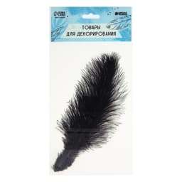 Перо для декора 1 шт., размер — 20.5×7.5 см, чёрное