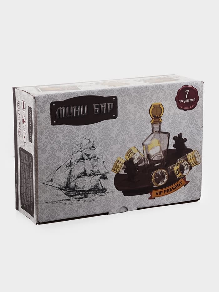 Мини-бар «Фрегат. Скандинавия», 8 предметов: барная стойка, графин, стопки 6 шт., 500/50 мл