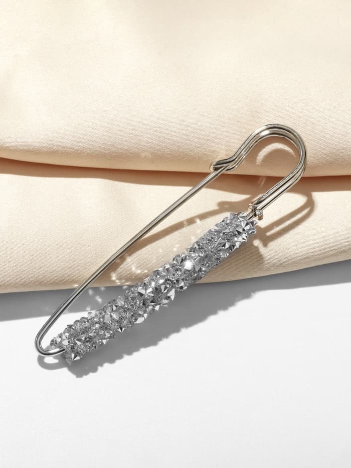 Булавка «Вечеринка», стразы, 7 см, цвет серебро