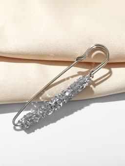 Булавка «Вечеринка», стразы, 7 см, цвет серебро