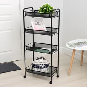 Этажерка «Ладья 24К», 4 яруса, 44×25×100 см, чёрная