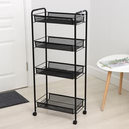 Этажерка «Ладья 24К», 4 яруса, 44×25×100 см, чёрная