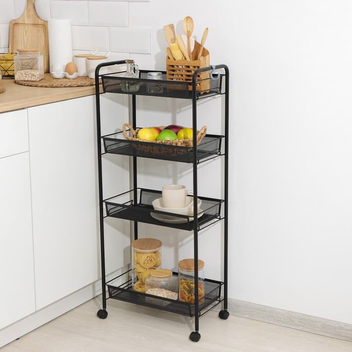 Этажерка «Ладья 24К», 4 яруса, 44×25×100 см, чёрная