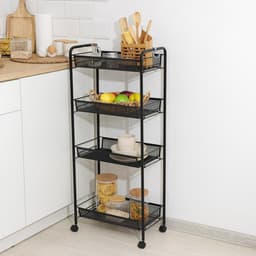 Этажерка «Ладья 24К», 4 яруса, 44×25×100 см, чёрная