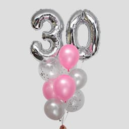Воздушные шары, букет «30 лет», набор 11 шт., с конфетти
