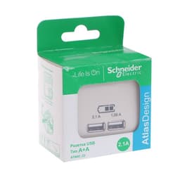 Розетка SE ATLASDESIGN, 2 USB, 2.1/1.05 А, 5 В, бежевая, ATN000233