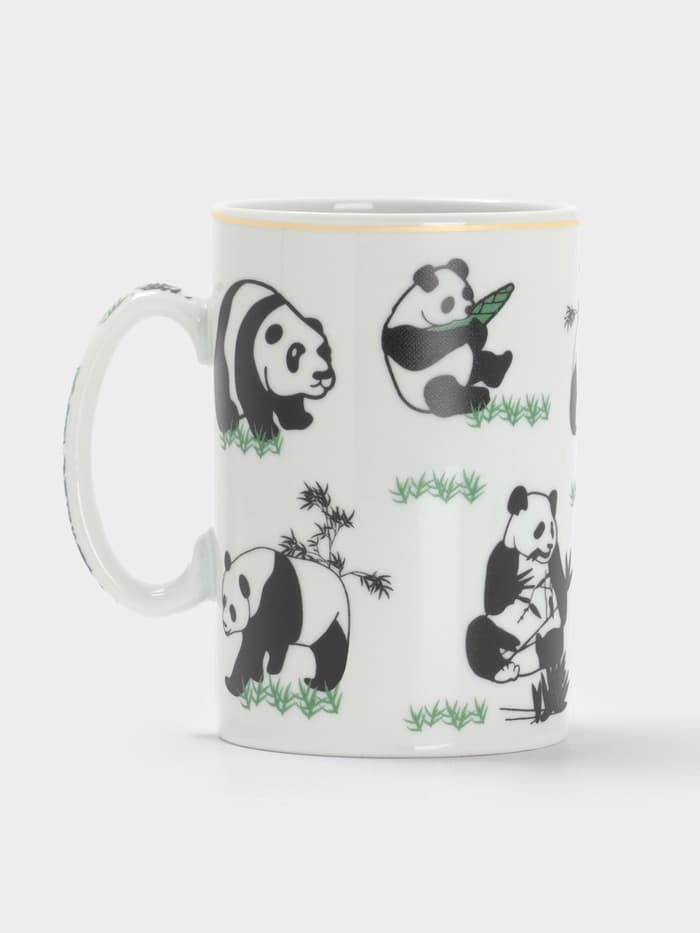Кружка керамическая с крышкой и ситом «Панды», 300 мл, белая