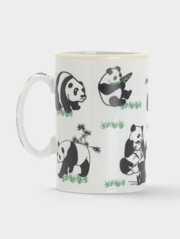 Кружка керамическая с крышкой и ситом «Панды», 300 мл, белая
