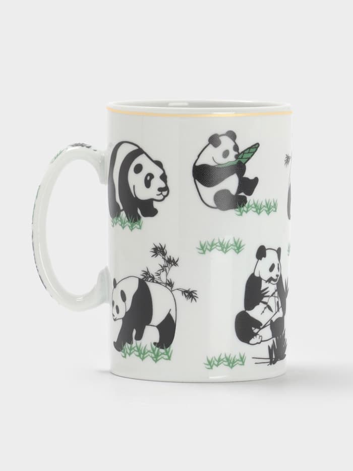 Кружка керамическая с крышкой и ситом «Панды», 300 мл, белая