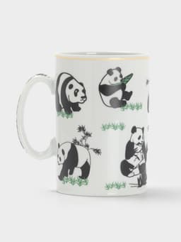 Кружка керамическая с крышкой и ситом «Панды», 300 мл, белая