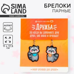 Брелоки парные «Еноты» набор, 2 шт., 11×17.5 см