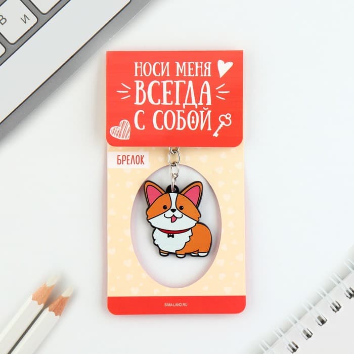 Брелок для ключей акриловый «Корги», 7.2×14 см