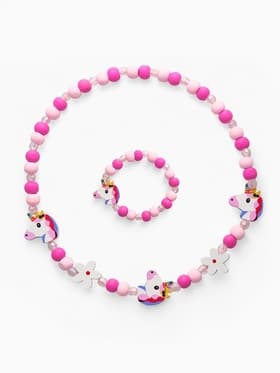 Набор детских украшений Выбражулька «Единорожек», 2 предмета: бусы, браслет, розовый