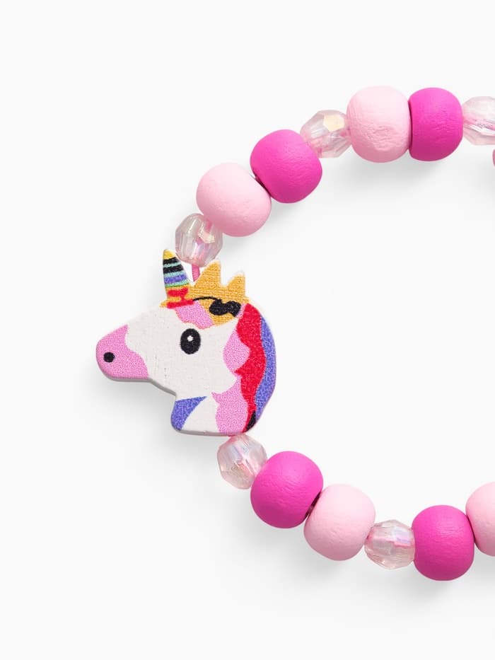 Набор детских украшений Выбражулька «Единорожек», 2 предмета: бусы, браслет, розовый