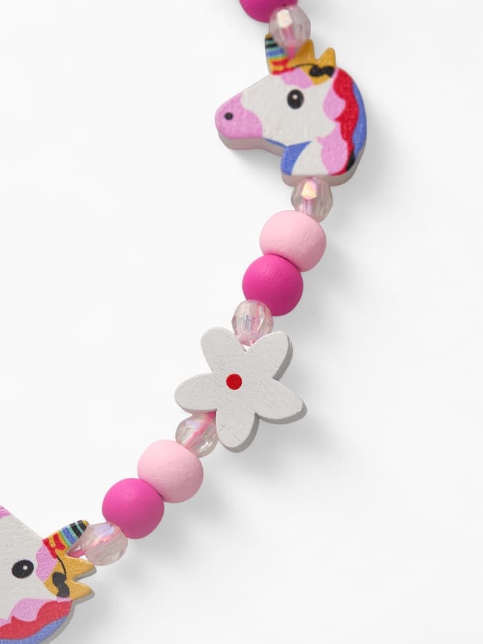 Набор детских украшений Выбражулька «Единорожек», 2 предмета: бусы, браслет, розовый