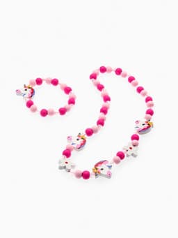 Набор детских украшений Выбражулька «Единорожек», 2 предмета: бусы, браслет, розовый
