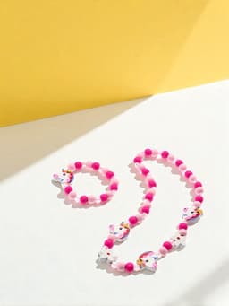 Набор детских украшений Выбражулька «Единорожек», 2 предмета: бусы, браслет, розовый