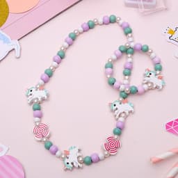 Набор детских украшений Выбражулька «Единорог», 2 предмета: бусы, браслет, разноцветный