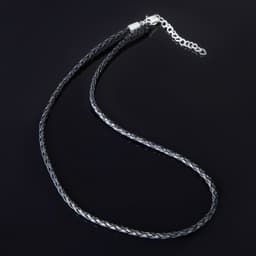 Шнурок кожаный, d=3 мм, 45 см, чёрный, косичка