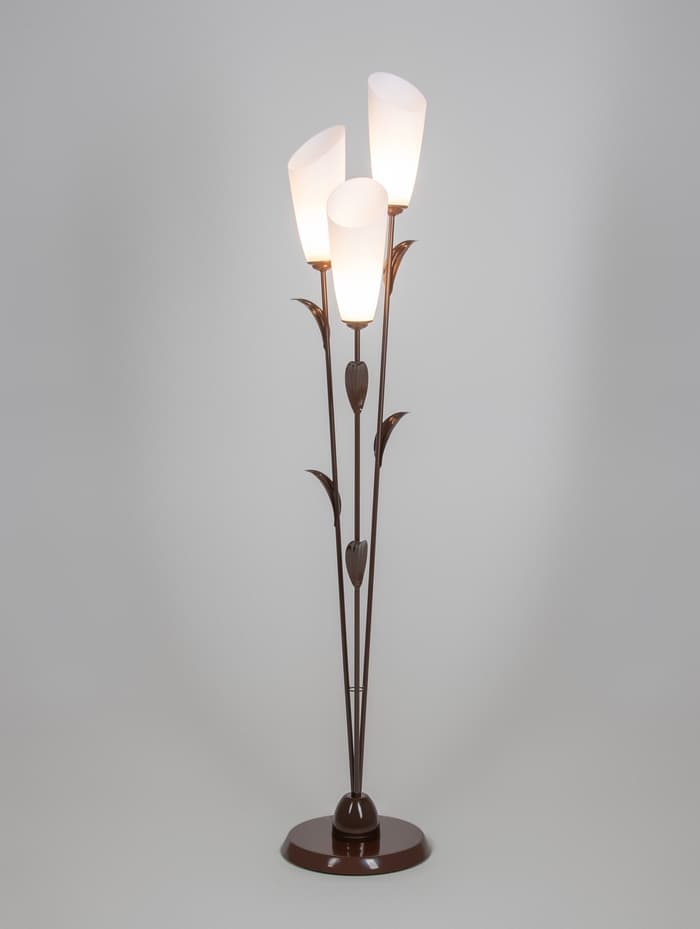 Торшер напольный BayerLux «Лепесток», 3×15 Вт, E27, коричневый, 28×28×153 см