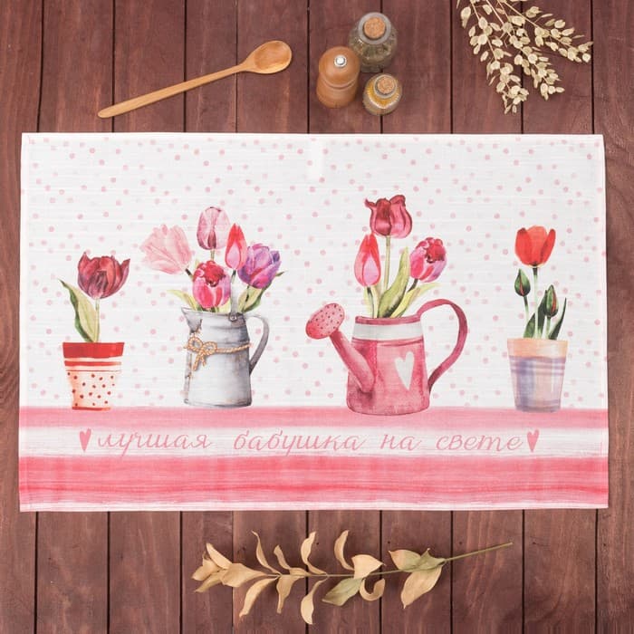 Полотенце «Этель. Любимая бабушка», 40×67 см, 100% хлопок, репс 190 г/м²