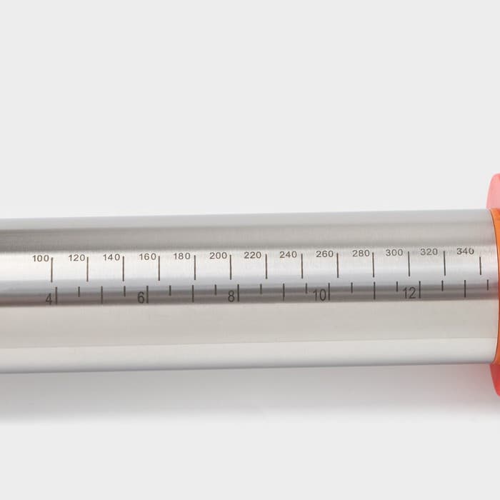 Скалка для теста с ограничителями кондитерская KONFINETTA, 43×5.5 см, рабочая часть 35 см, нержавеющая сталь