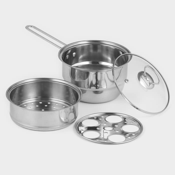 Пароварка-яйцеварка «Вейлер», 18×22 см, стеклянная крышка, нержавеющая сталь, хромированная