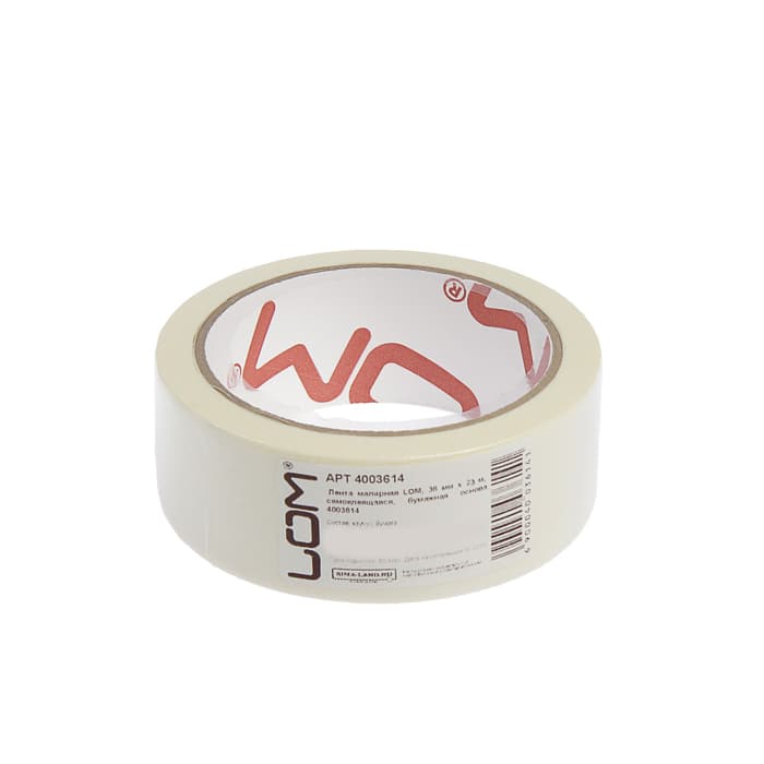 Лента малярная ЛОМ, самоклеящаяся, бумажная основа, 120 мкм, 36 мм × 23 м