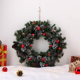 Интерьерный венок новогодний «Снежное чудо», на дверь, ручная работа