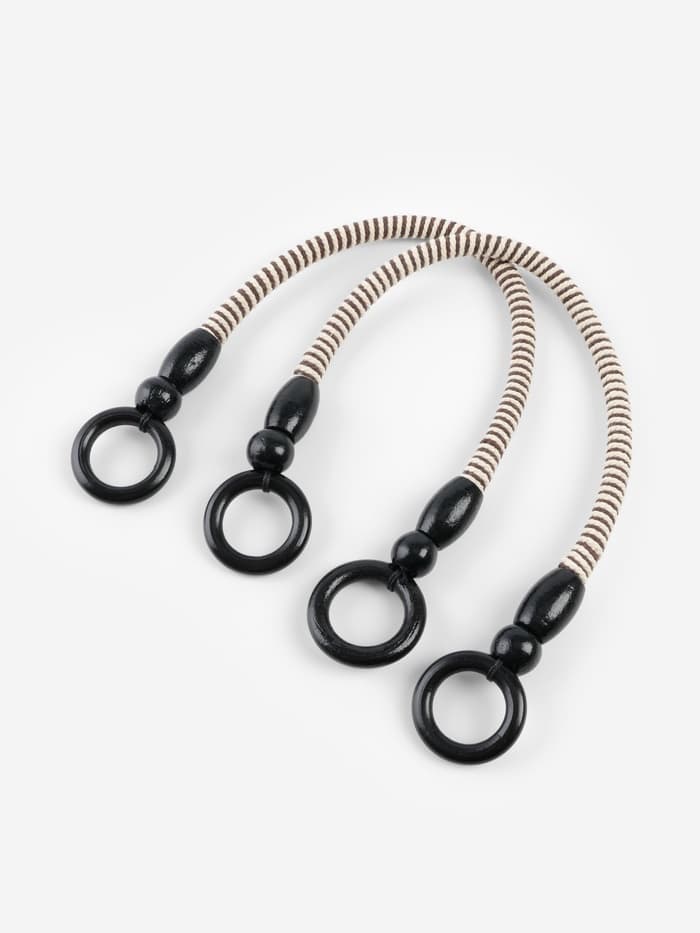 Ручки для сумки, 2 шт., вощёный шнур, 46±1×4.5 см, чёрные