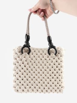 Ручки для сумки, 2 шт., вощёный шнур, 46±1×4.5 см, чёрные