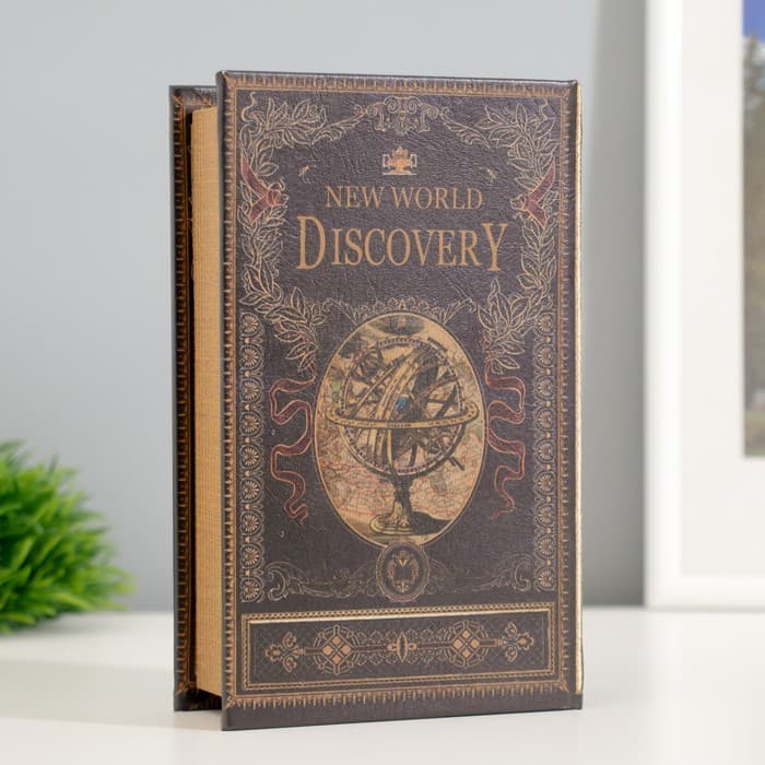 Шкатулка книга - сейф «Открытие нового мира», дерево, искусственная кожа, 17×11×5 см