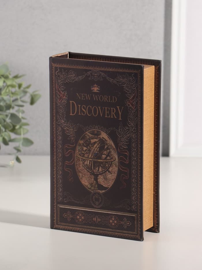 Шкатулка книга - сейф «Открытие нового мира», дерево, искусственная кожа, 21×13×5 см