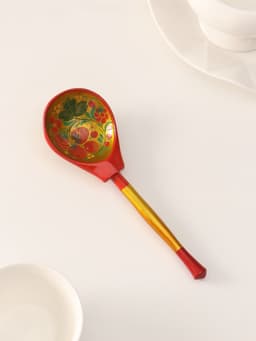 Ложка деревянная «Традиционная», полубаская, золото, 19×6 см, хохлома