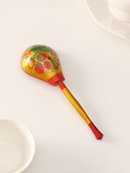 Ложка деревянная «Традиционная», полубаская, золото, 19×6 см, хохлома