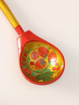 Ложка деревянная «Традиционная», полубаская, золото, 19×6 см, хохлома