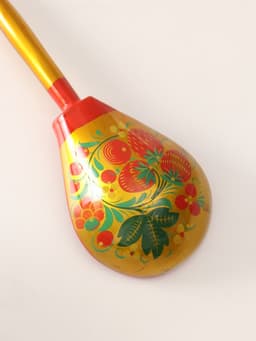 Ложка деревянная «Традиционная», полубаская, золото, 19×6 см, хохлома